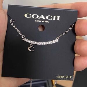 Coach Silver Smile Necklace with Crystal Accents